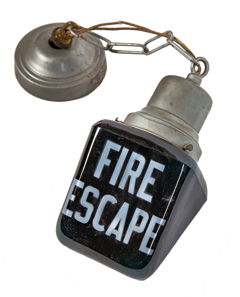 hard to find original american depression-era richly colored emerald green "fire escape" kopp glass pendant light