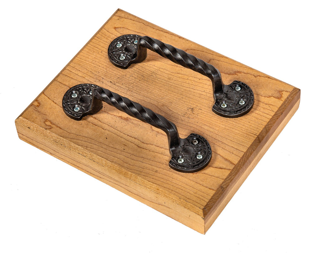 matching set of original louis sullivan-designed ornamental cast iron chicago stock exchange window sash pulls with bower-barff finish