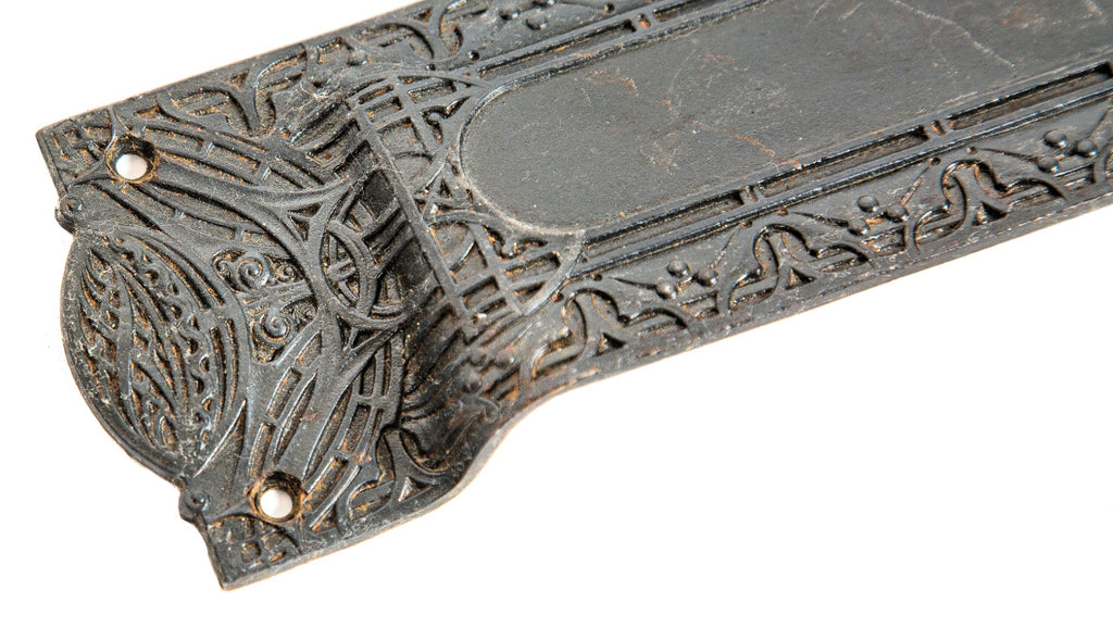 museum-quality 19th century louis h. sullivan-designed ornamental cast iron guaranty building office door mail chute