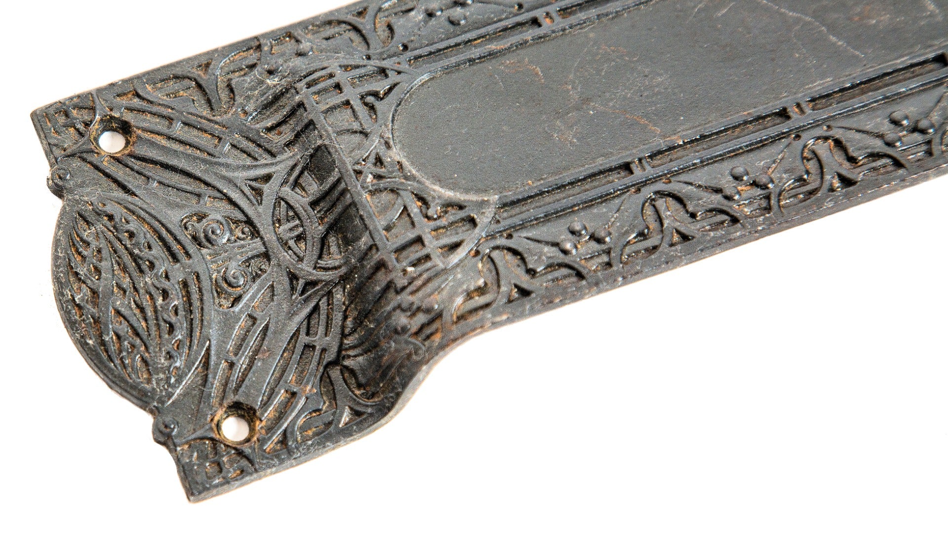 museum-quality 19th century louis h. sullivan-designed ornamental cast iron guaranty building office door mail chute