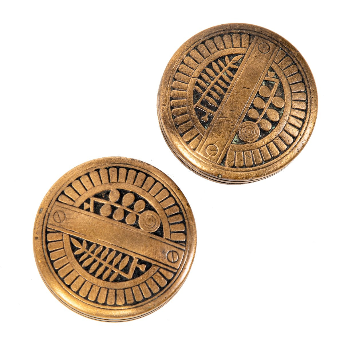 matching set of original american ornamental eastlake or aesthetic nashua/lockwood cast bronze 1880's doorknobs