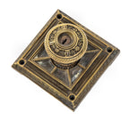 original oversized holabird and roche-designed ornamental cast brass chicago savings bank building monogrammed doorknob and backplate