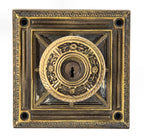 original oversized holabird and roche-designed ornamental cast brass chicago savings bank building monogrammed doorknob and backplate