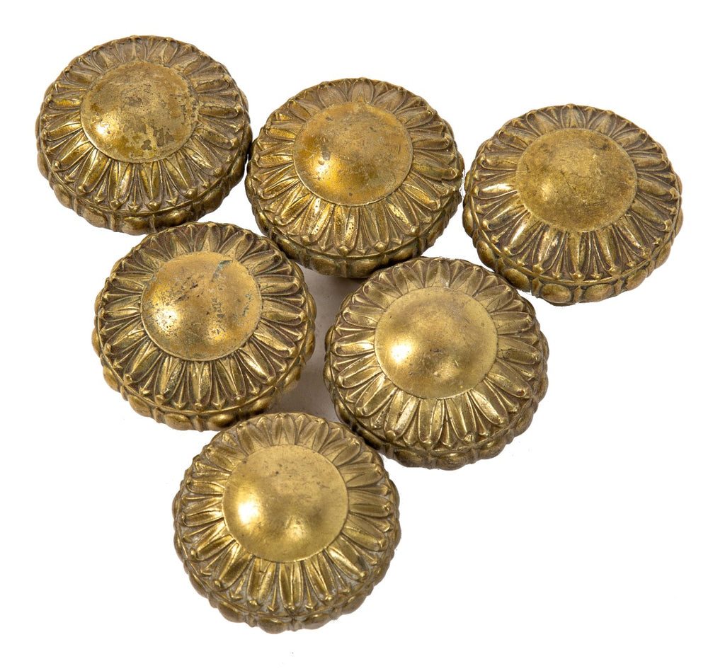 six matching ornamental cast brass oversized historically important doorknobs from jarvis hunt's chicago tribune printing plant