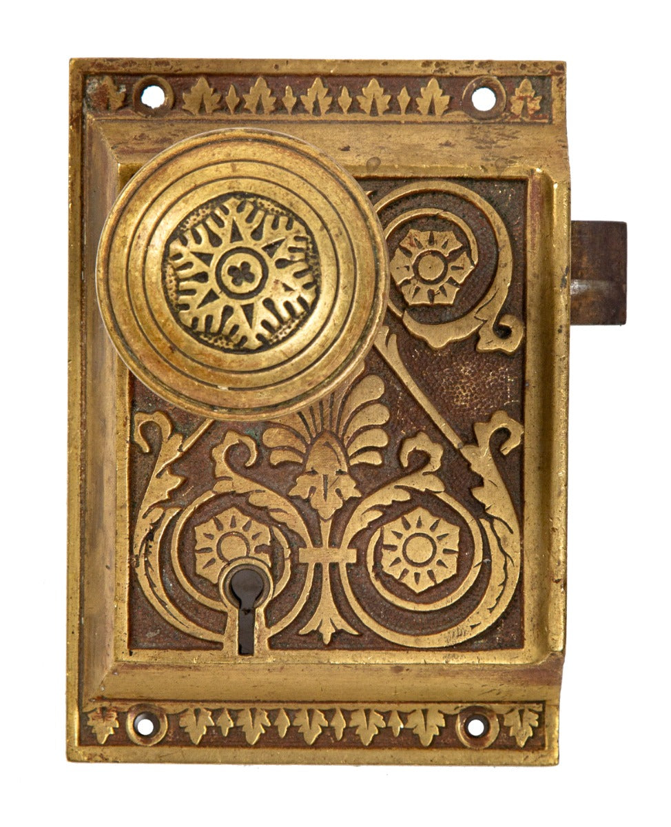 hard to find 19th century antique american "snowflake" pattern pullman railroad passenger car door hardware