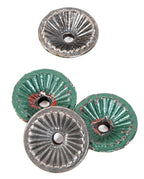 group of four late 19th century antique american ornamental cast iron salvaged chicago building facade tie-rod rosettes