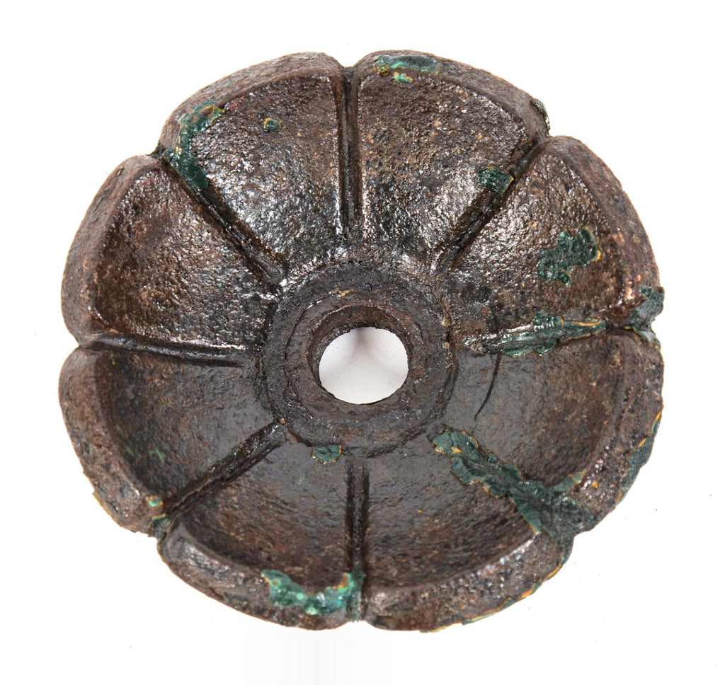 single original late 19th century antique american ornamental cast iron salvaged chicago building facade tie-rod floral rosette