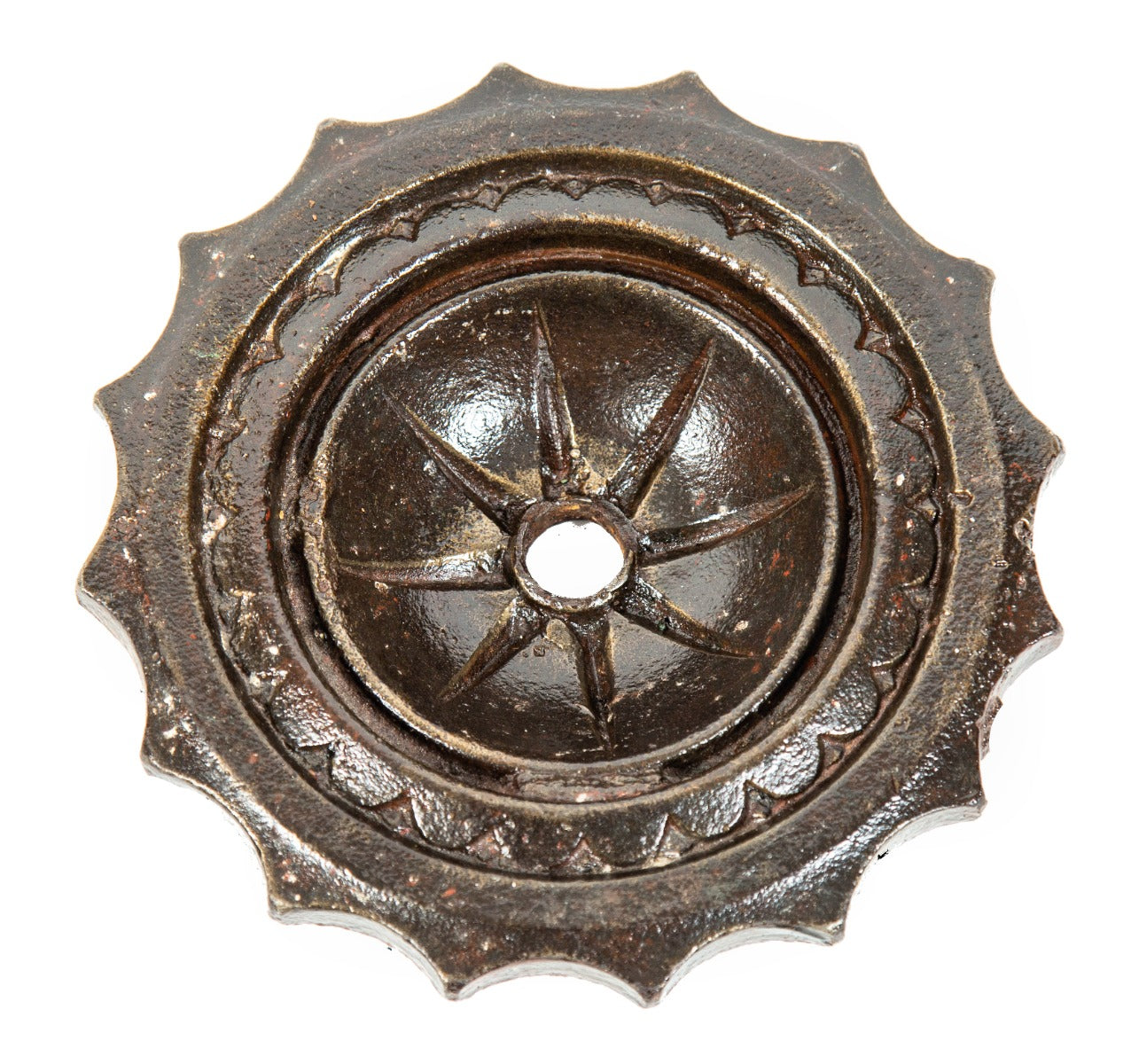 original 19th or early 20th century dearborn foundry cast iron salvaged chicago saloon building facade tie-rod rosette
