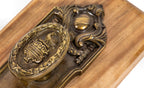 mounted early 20th century salvaged chicago marshall and fix-designed cast brass custom blackstone hotel doorknob and backplate