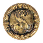 original early 20th century oversized ornamental cast brass holabird and roche-designed lasalle hotel monogramed guest room doorknob