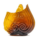 rare 1830s-1840s downtown chicago dug open-pontiled amber scroll flask fragment