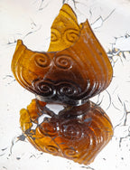 rare 1830s-1840s downtown chicago dug open-pontiled amber scroll flask fragment