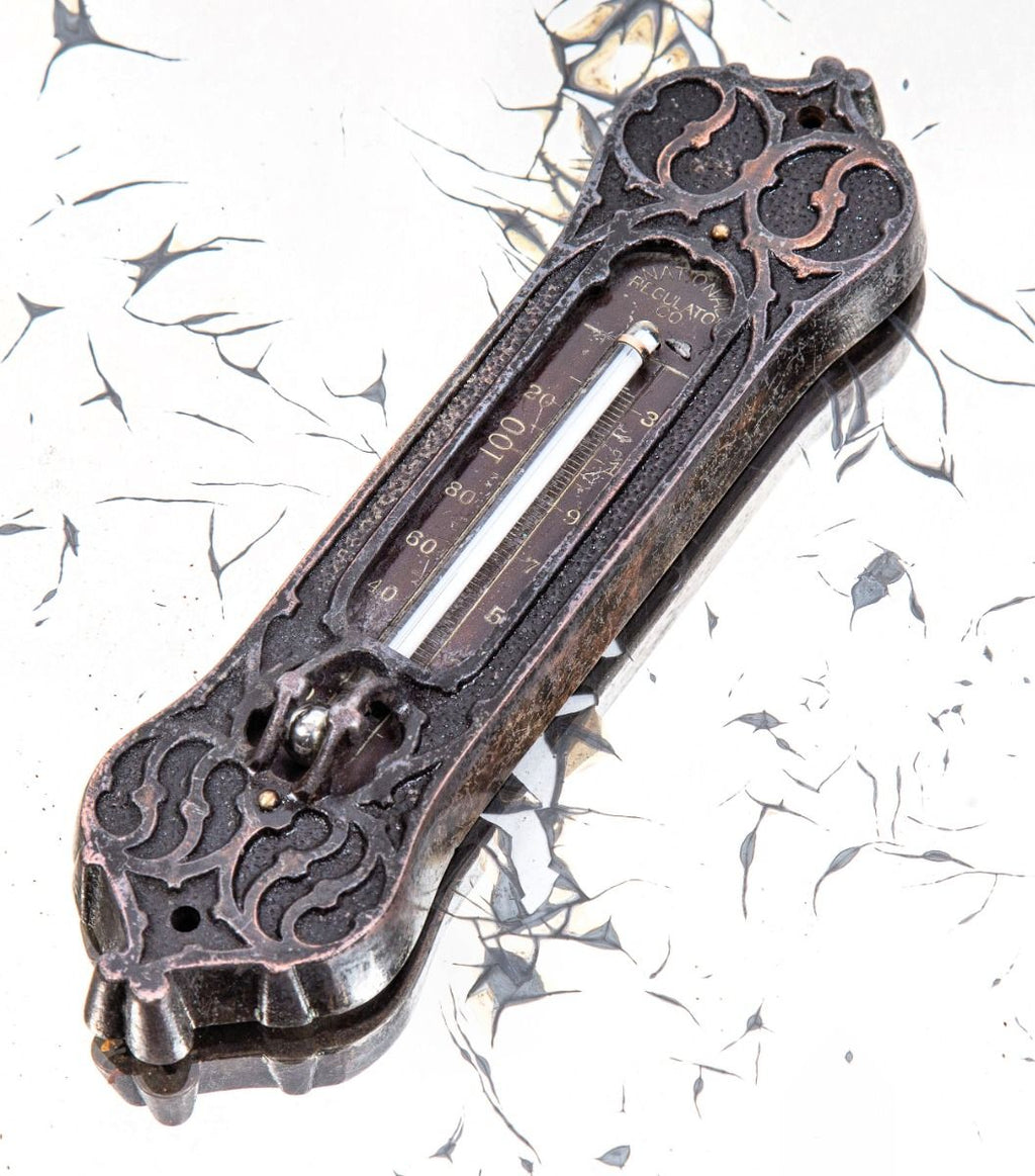 rare john wellborn root-designed 19th century copper-plated gothic revival style national regulator company building thermometer