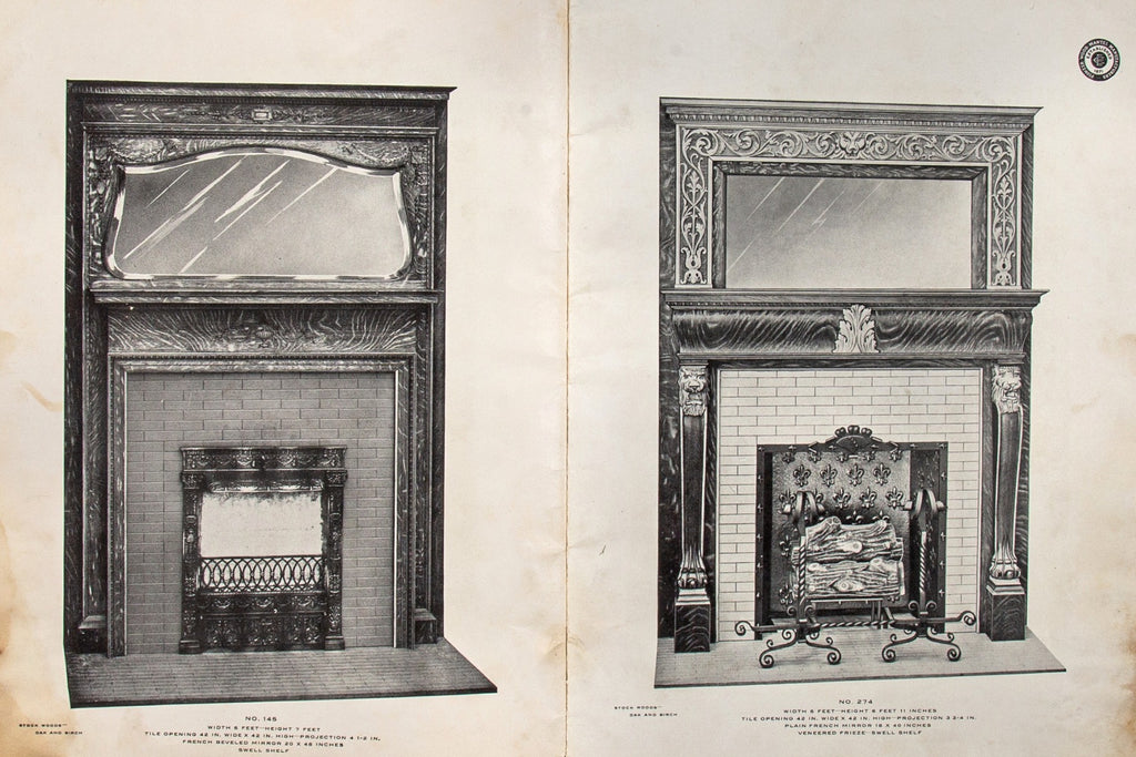 original early 20th century profusely illustrated softbound c. ehman & company "artistic wood mantels" product catalog
