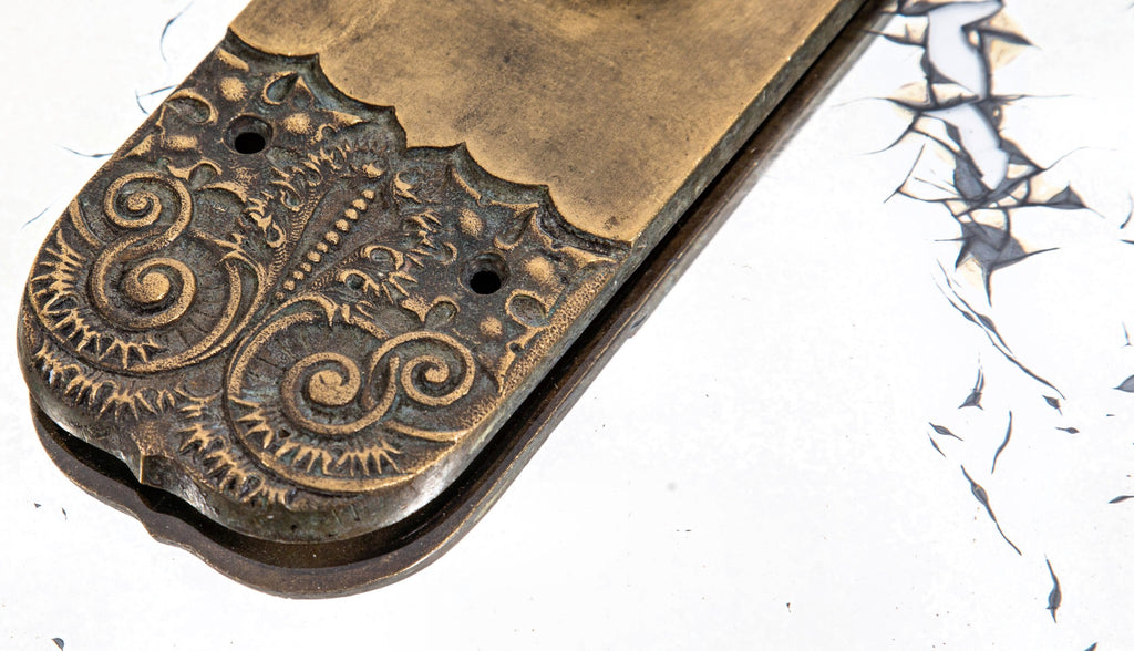 original 19th century ornamental cast brass interior residential "thistle" pattern residential passage doorknob