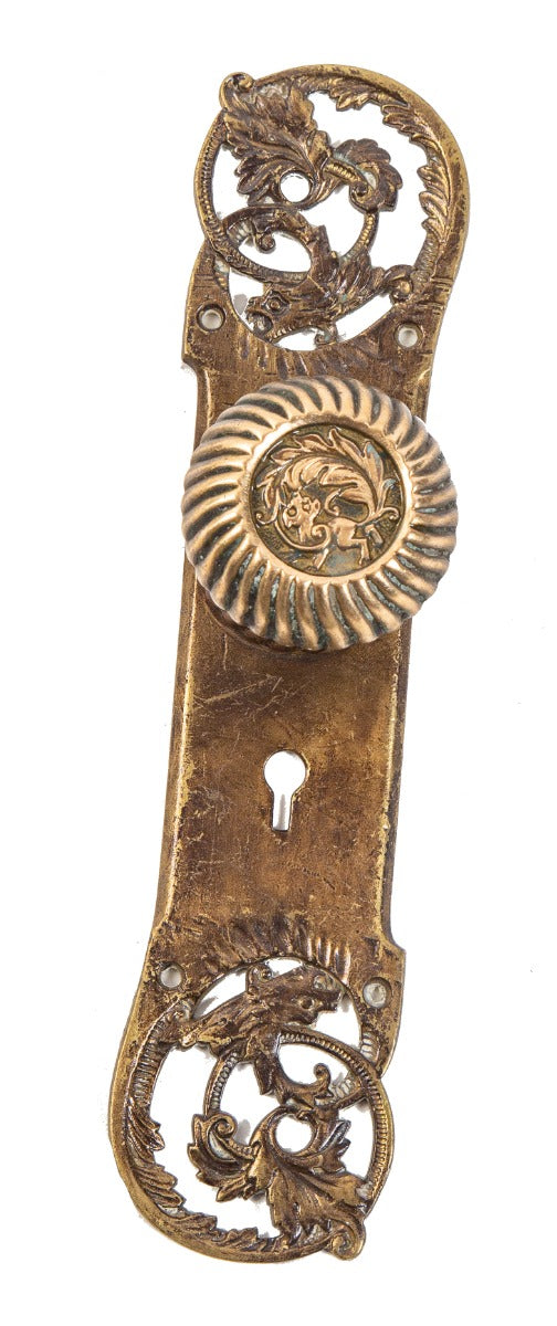 hard to find original ornamental cast brass 19th century p. and f. corbin "empire" pattern residential door hardware