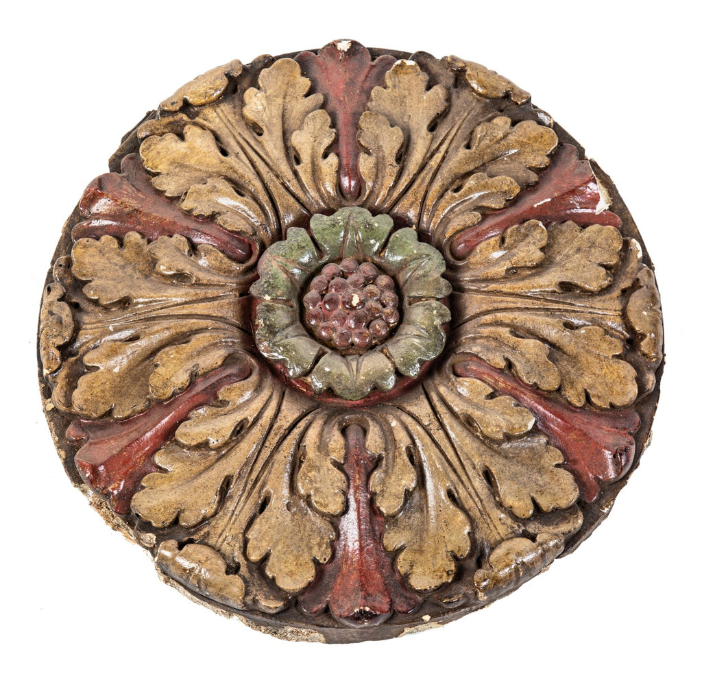 early 20th century salvaged chicago historically important lawndale theater cast plaster rosette with original polychrome enameled finish