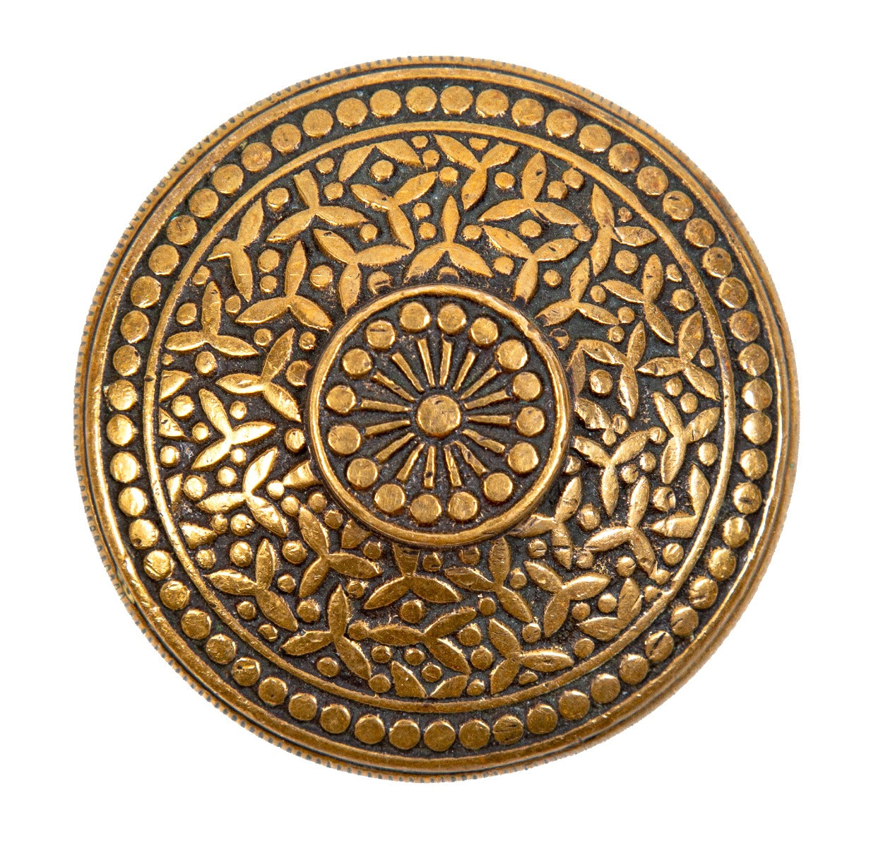 highly sought after 19th century salvaged chicago pagoda-shaped ornamental cast bronze "rice" pattern doorknob with knurled edge