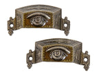 rare 1870s original ornamental cast iron "all-seeing eye" salvaged chicago drawer pulls