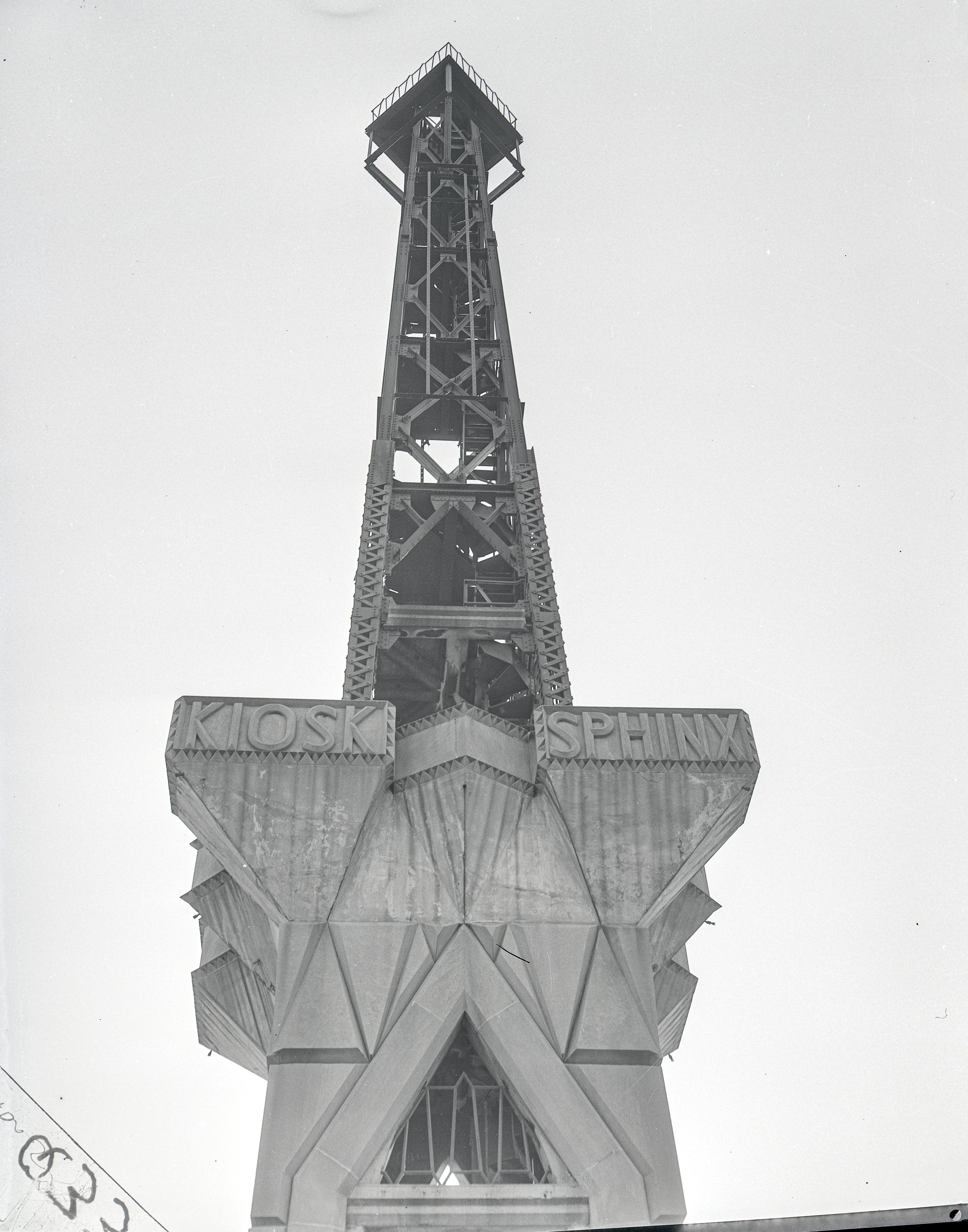 unearthed 1930s washington porter ii kiosk sphink riveted joint steel tower fragment