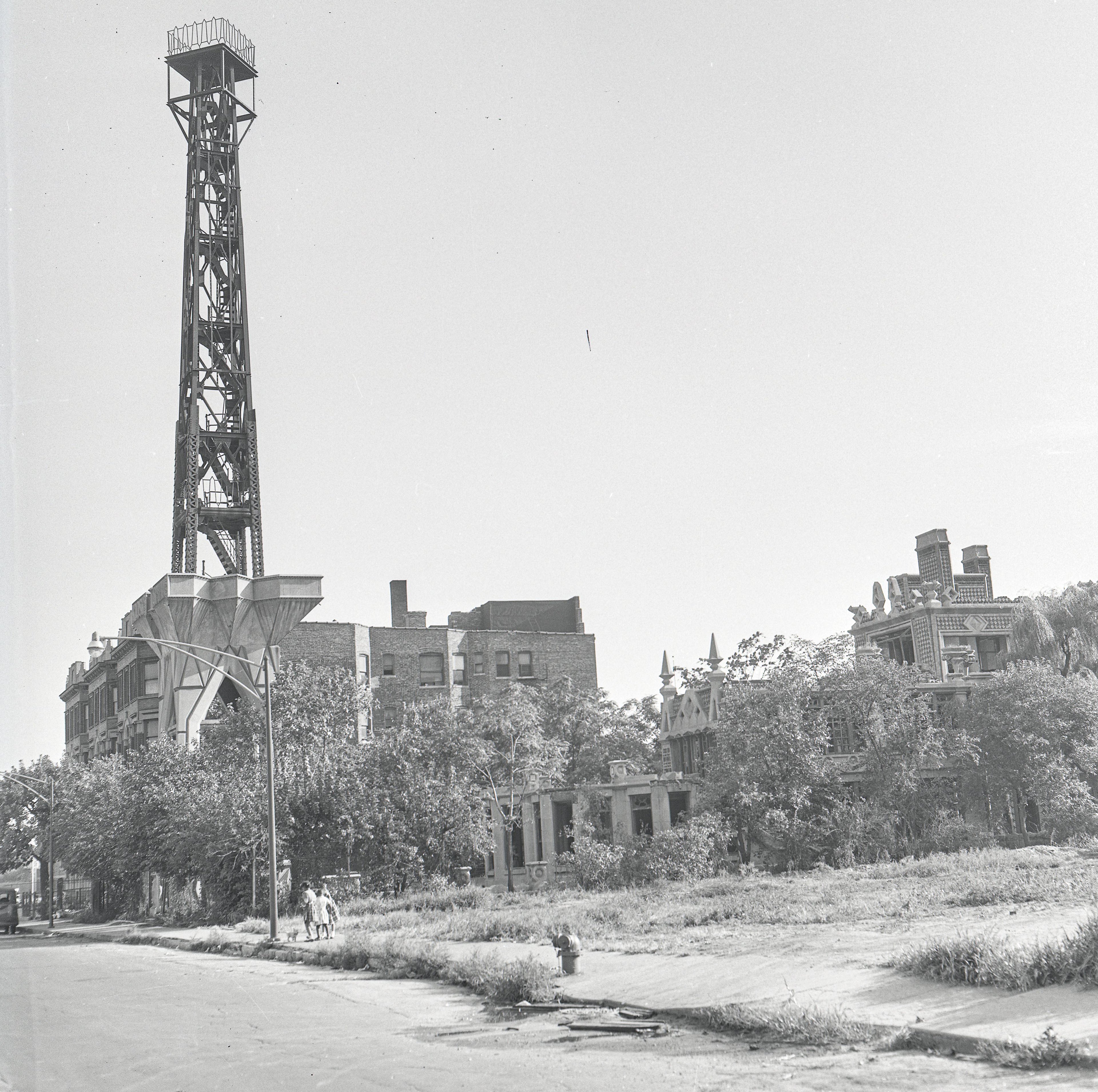 unearthed 1930s washington porter ii kiosk sphink riveted joint steel tower fragment