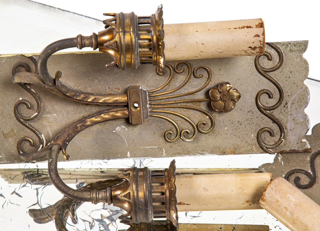 matching set of original american 1930s salvaged chicago cook county hospital administration building double-arm sconces