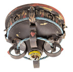 two matching original 1920s custom-designed logan square masonic temple building flush mount fixtures with original polychrome enameled finish