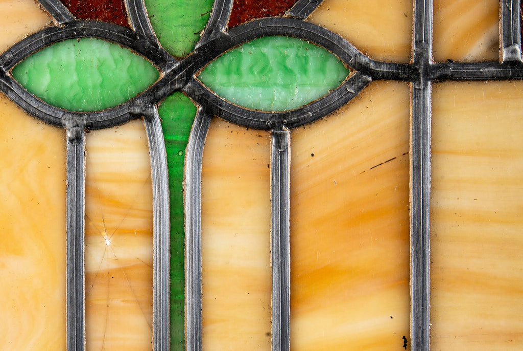 original early 20th century salvaged chicago antique american prairie style stained glass transom window