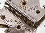 matching set of original "new old stock" 1880s antique american salvaged chicago nickel-plated bronze ice box door hinges