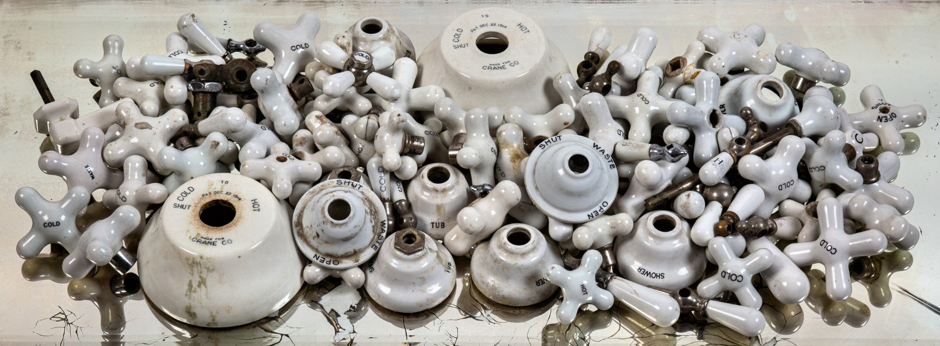 collection of original 19th and early 20th century antique american salvaged chicago plumbing fixture accessories