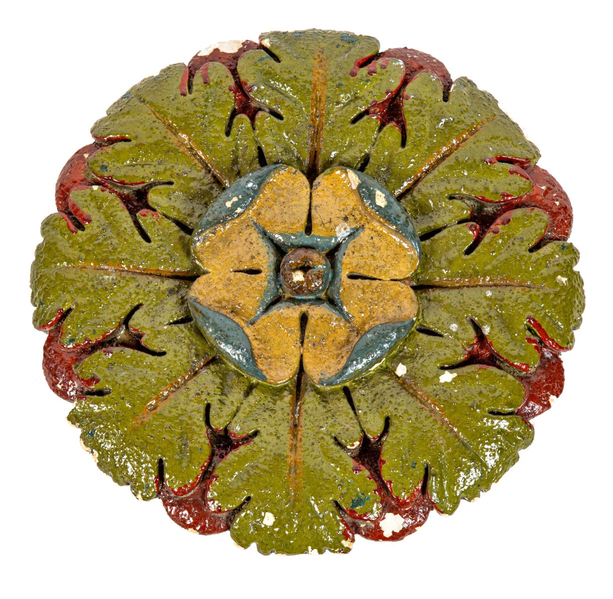 all original richly colored cast plaster palace theater interior lobby ceiling rosette designed by john eberson