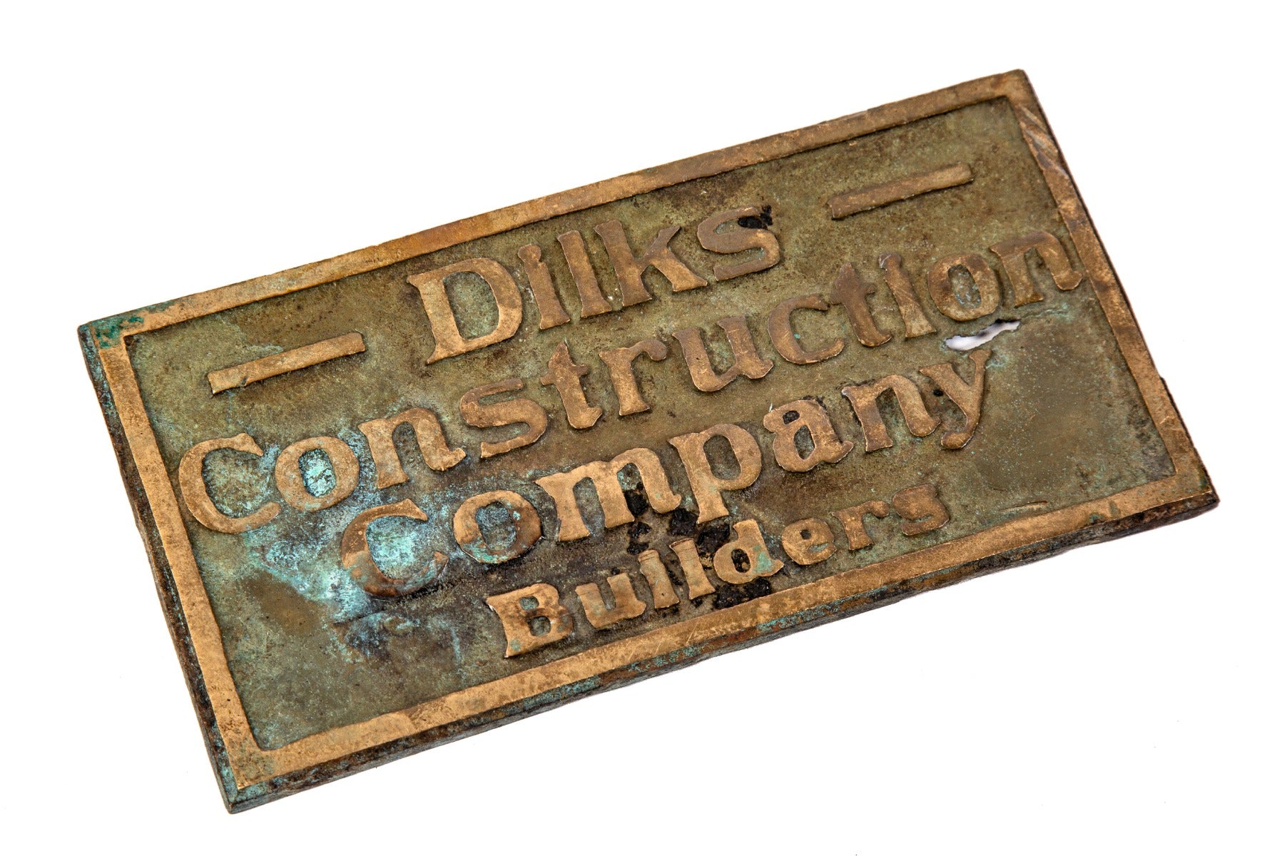 original historically important cast bronze dirks construction company exterior city builder plaque