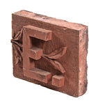 original red-slip glazed 1880s james higgie building terra cotta name panel with single block letter