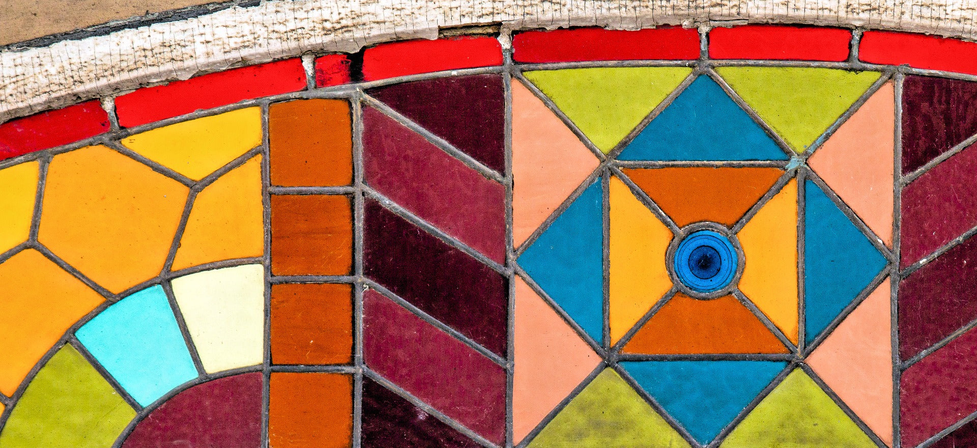 rare 1880s original oversized salvaged chicago mcculley & miles richly colored stained glass transom window