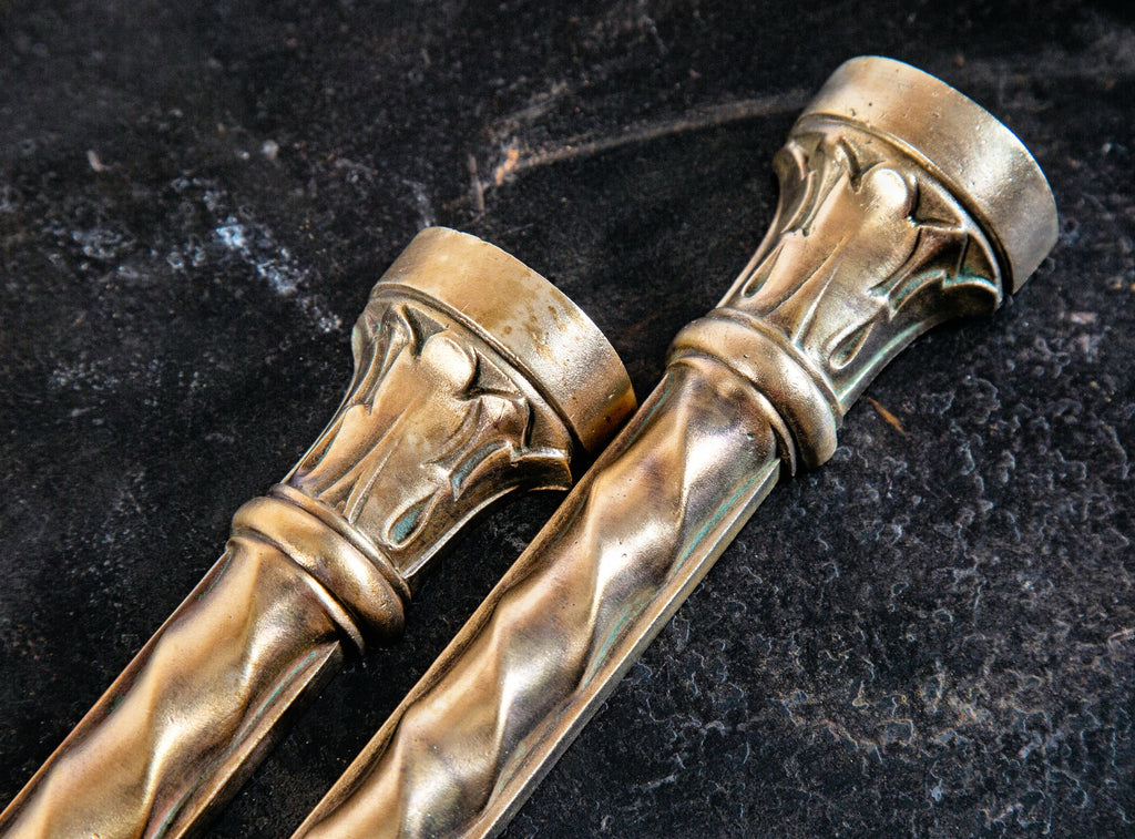 two matching museum-quality ornamental cast bronze exterior railway building exchange neoclassical style diminutive pilasters