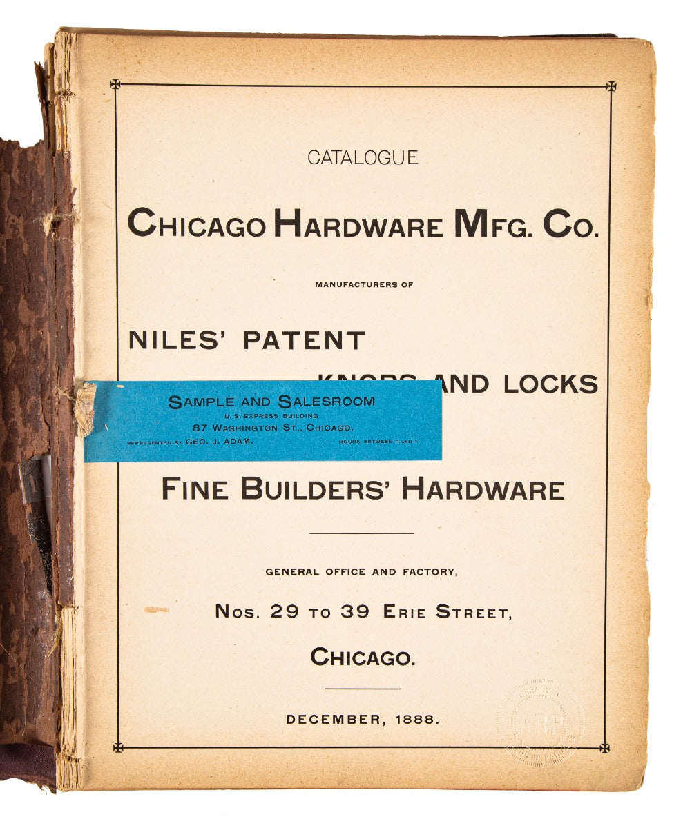 rare 1888 original hardbound chicago hardware mfg. company builders' hardware product catalog