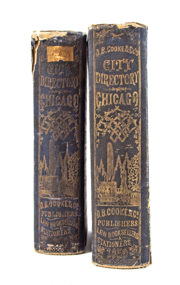 group of rare and highly sought after original pre and post-chicago fire d.b. cooke and lakeside city directories