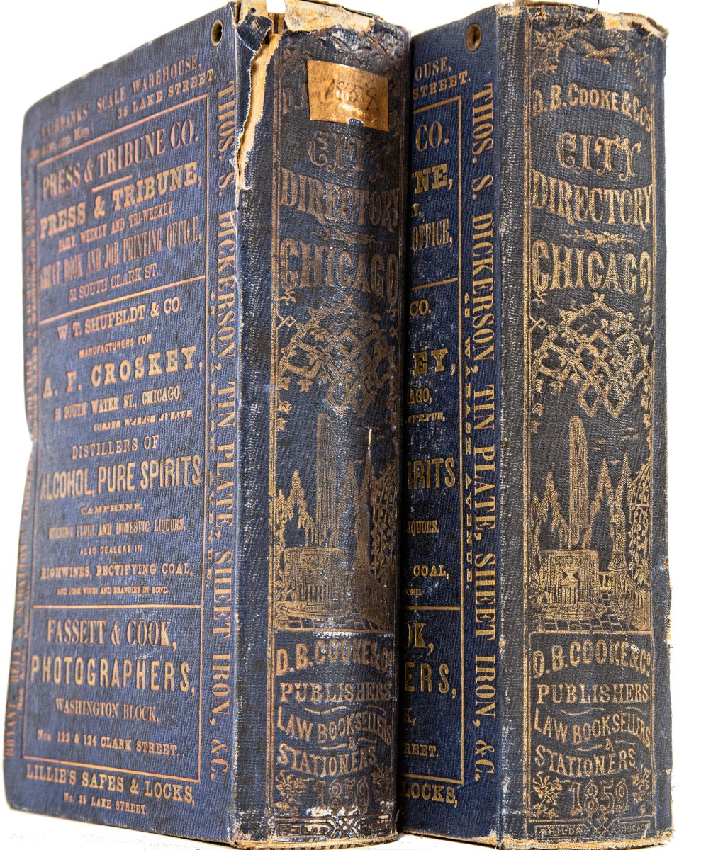 group of rare and highly sought after original pre and post-chicago fire d.b. cooke and lakeside city directories