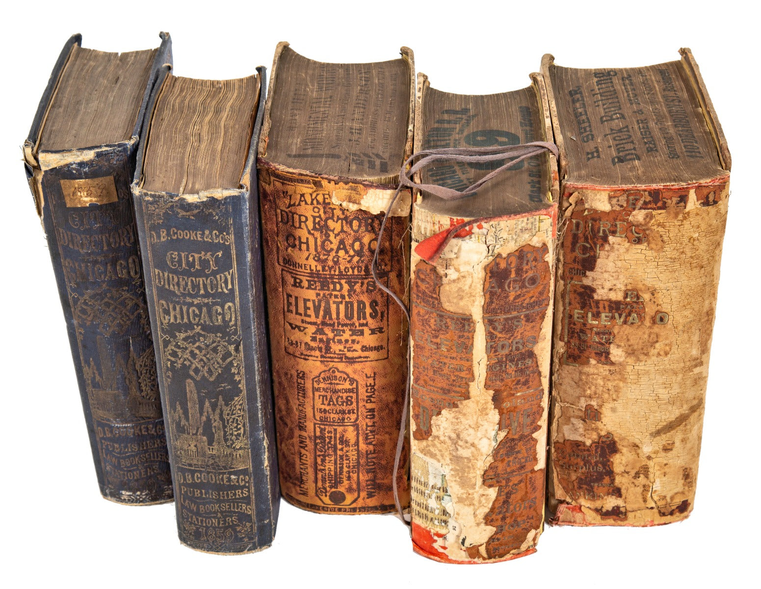 group of rare and highly sought after original pre and post-chicago fire d.b. cooke and lakeside city directories