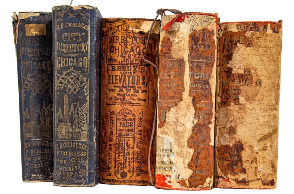 group of rare and highly sought after original pre and post-chicago fire d.b. cooke and lakeside city directories