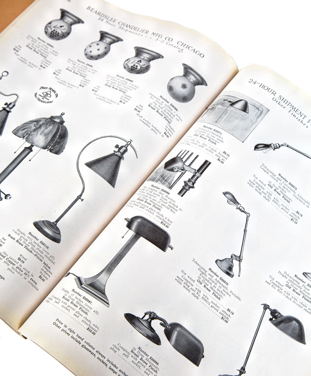 rare early 20th century softbound profusely illustrated saddle-stitched beardslee lighting "s-3" catalog