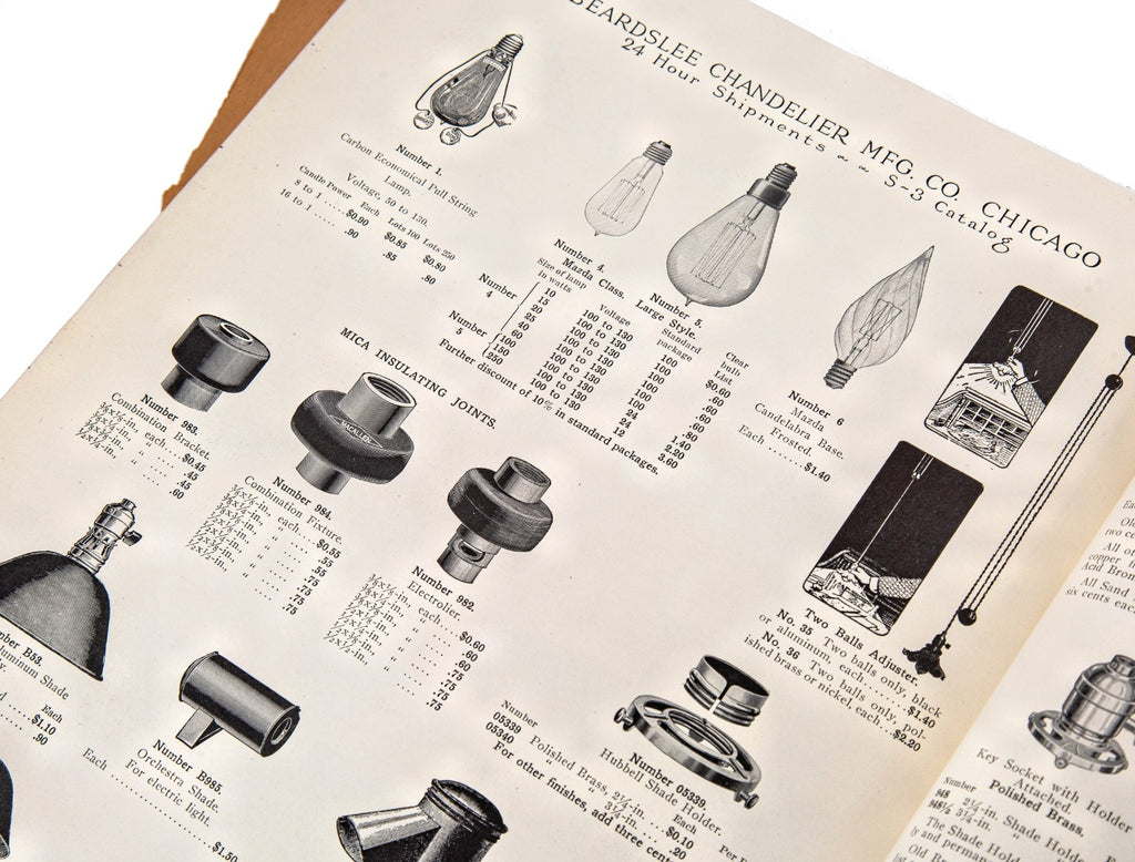 rare early 20th century softbound profusely illustrated saddle-stitched beardslee lighting "s-3" catalog