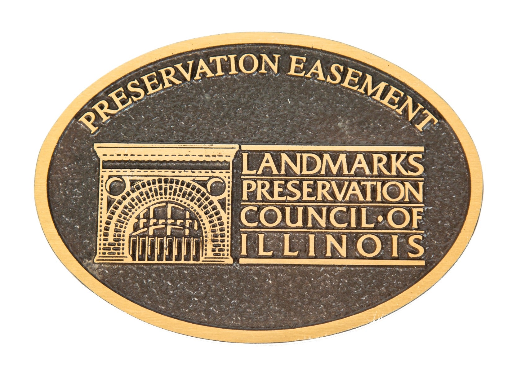 "new old stock" two-tone single-sided cast bronze landmarks preservation council of illinois easement building plaque