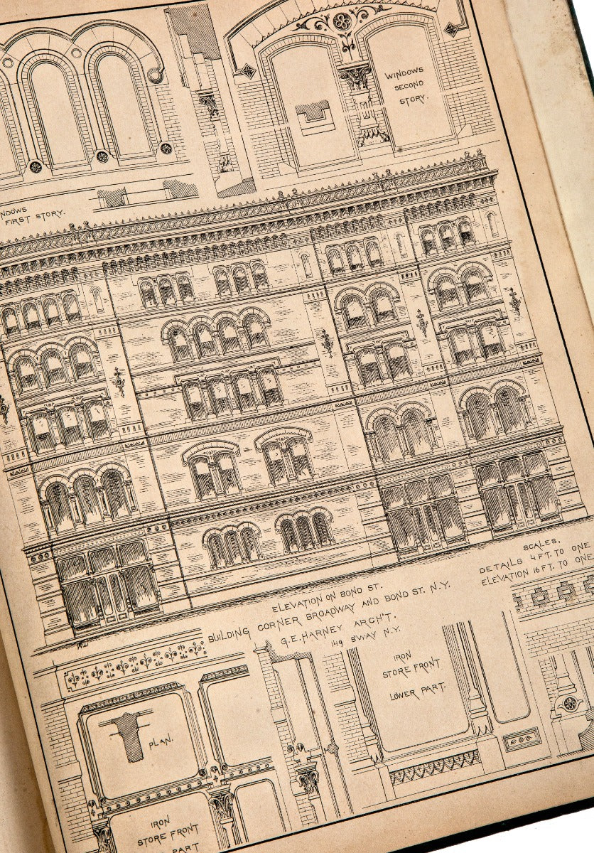rare oversized 1878 bicknell's street, store & bank fronts with twenty-two profusely illustrated plates