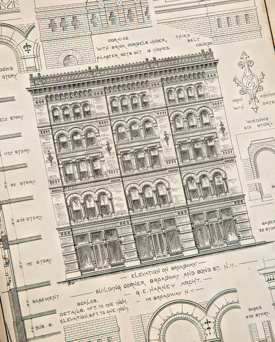 rare oversized 1878 bicknell's street, store & bank fronts with twenty-two profusely illustrated plates