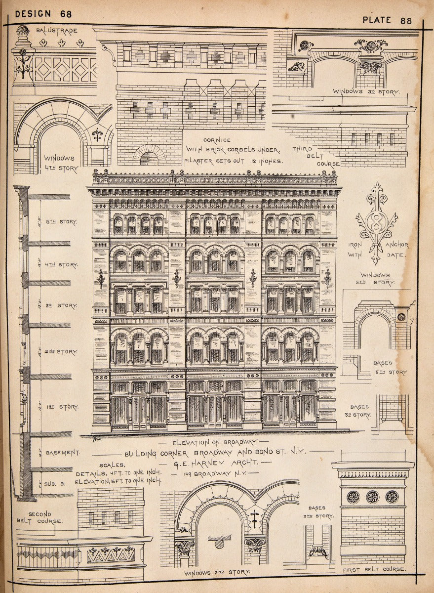 rare oversized 1878 bicknell's street, store & bank fronts with twenty-two profusely illustrated plates