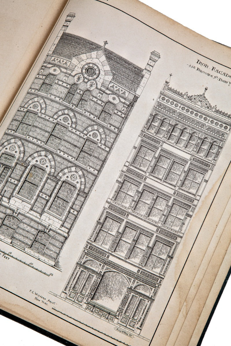 rare oversized 1878 bicknell's street, store & bank fronts with twenty-two profusely illustrated plates