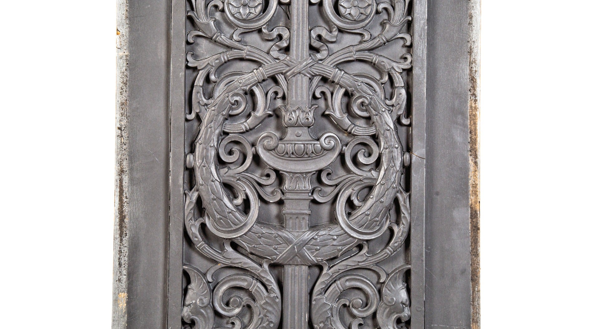 original oversized mounted foundry pattern for ornamental bronze jewelers building elevator cage panel