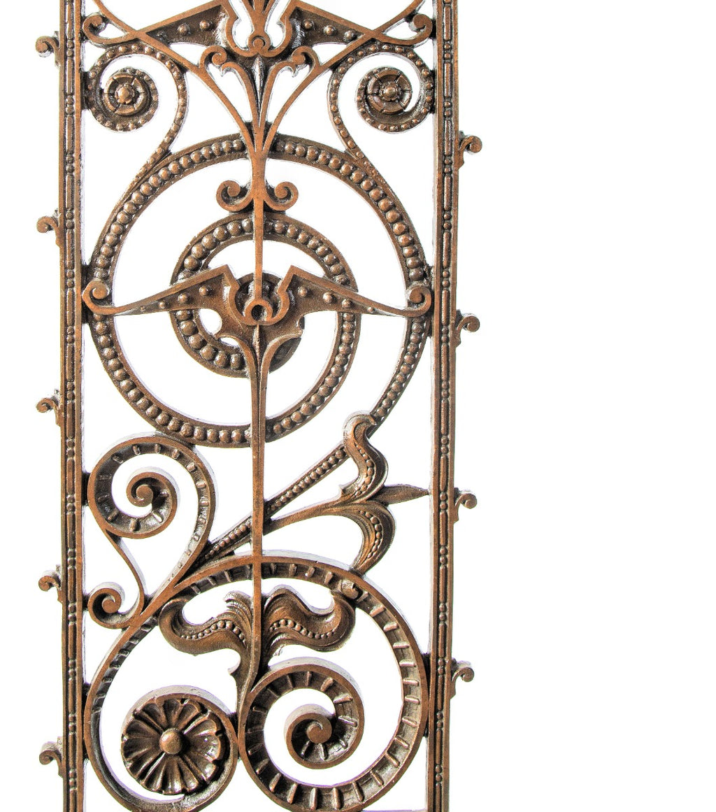 original late 19th century interior copper-plated ornamental cast iron manhattan building elevator grille