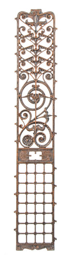 original late 19th century interior copper-plated ornamental cast iron manhattan building elevator grille